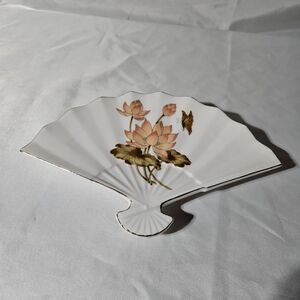 Vintage Japanese Fan Shaped Porcelain Trinket Dish
